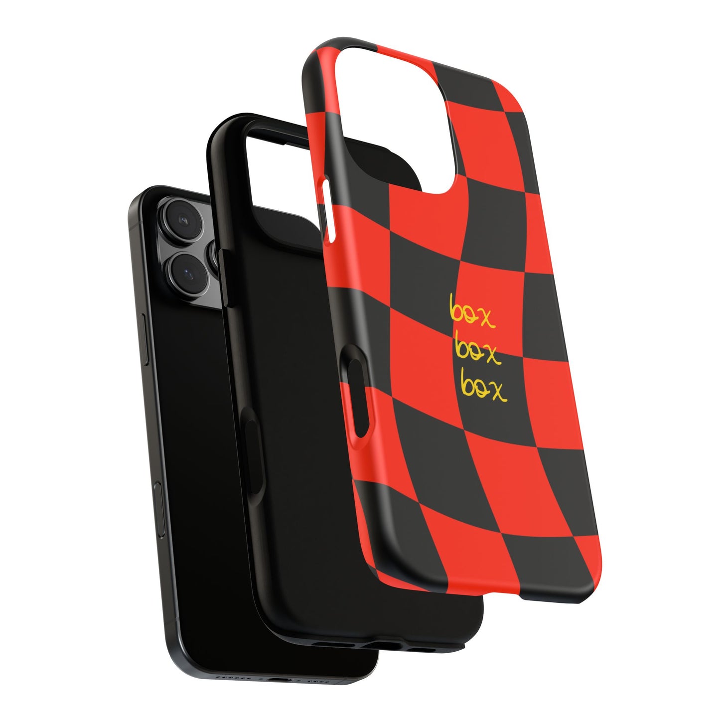 F1 Ferrari Black and Red Checkered Phone Case, Box Box Box F1 Phone Case