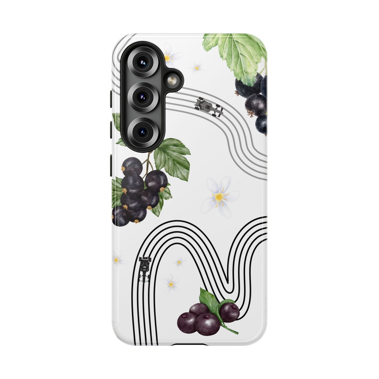 F1 Cadillac and Black Currants Phone Case, Trendy F1 Gift, Formula 1 Gift, Cute Fruit F1 Phone Case, Unique Phone Case