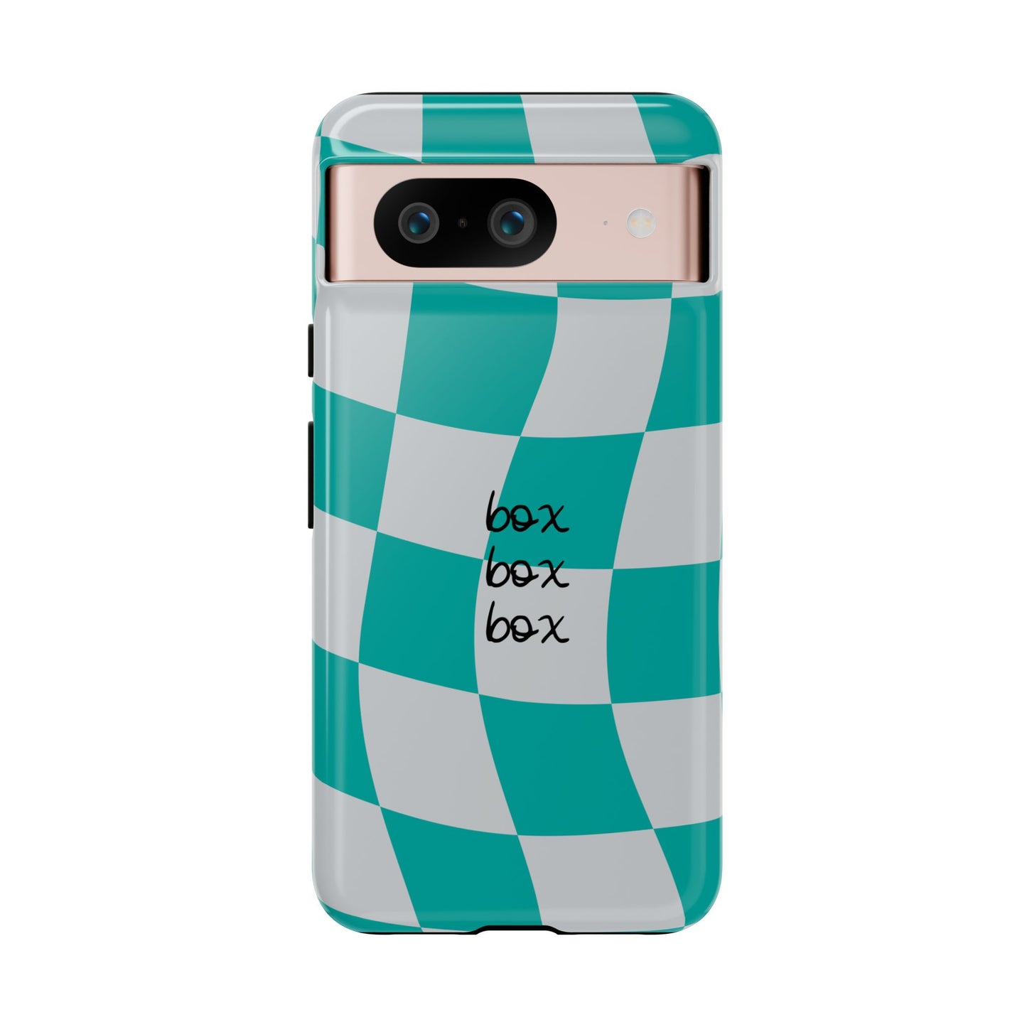 Mercedes Teal and Grey Checkered F1 Phone Case, Box Box Box F1 Phone Case