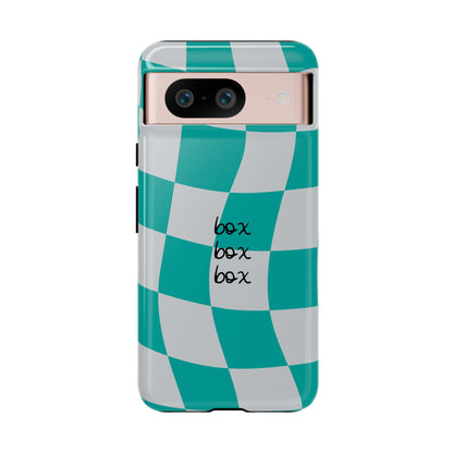 Mercedes Teal and Grey Checkered F1 Phone Case, Box Box Box F1 Phone Case