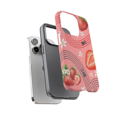 Red F1 Audi and Strawberries Phone Case, Trendy F1 Gift, Formula 1 Gift, Cute Fruit F1 Phone Case, Unique Phone Case
