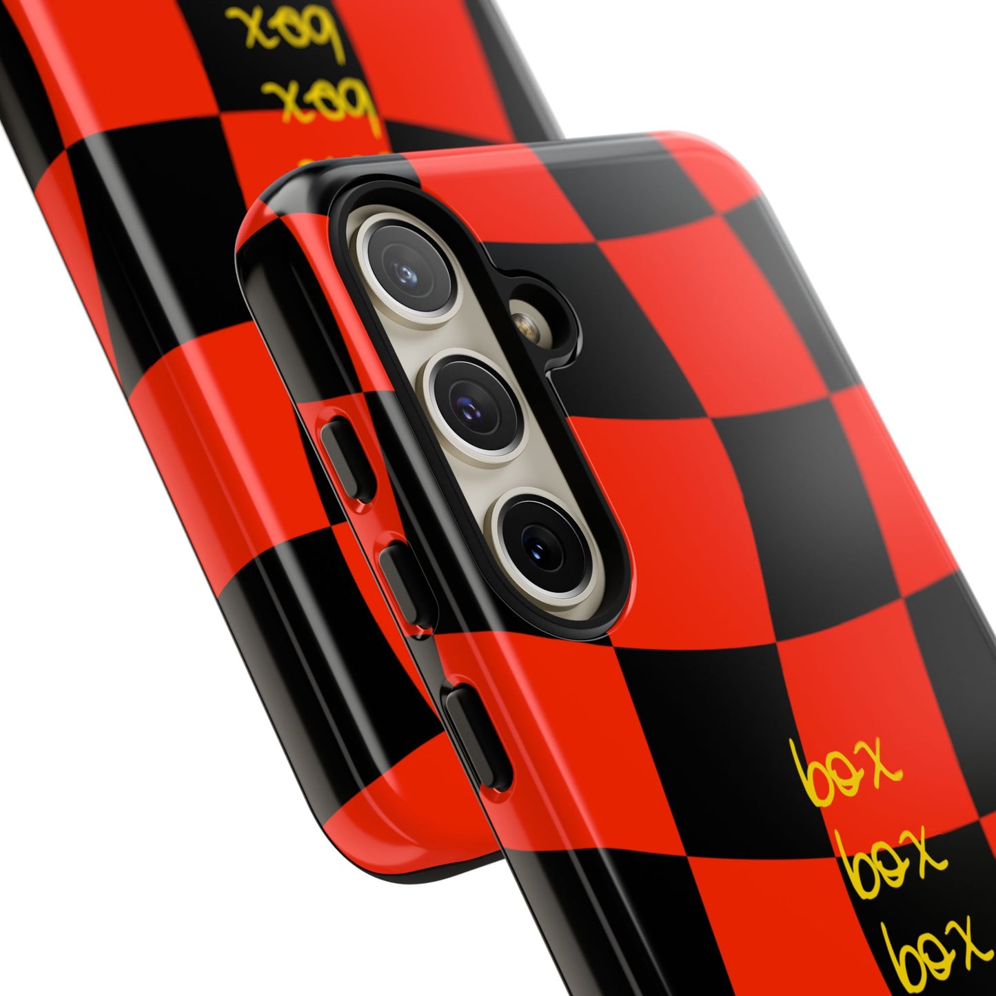F1 Ferrari Black and Red Checkered Phone Case, Box Box Box F1 Phone Case