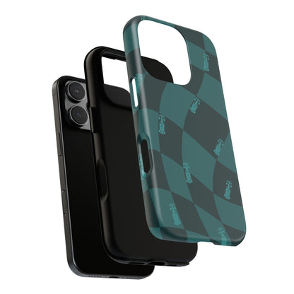 F1 Phone Case Teal Checkered Design, Trendy F1 Gift, Formula 1 Gift, Cute F1 Phone Case, Unique Formula One Phone Case