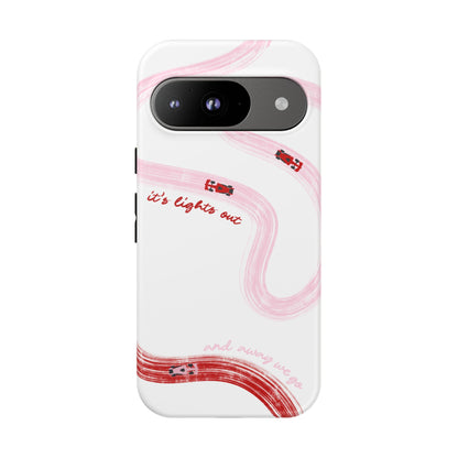 F1 Phone Case Pink and Red Painted "its lights out and away we go", Trendy F1 Gift, Formula 1 Gift, Cute F1 Phone Case, Unique Phone Case