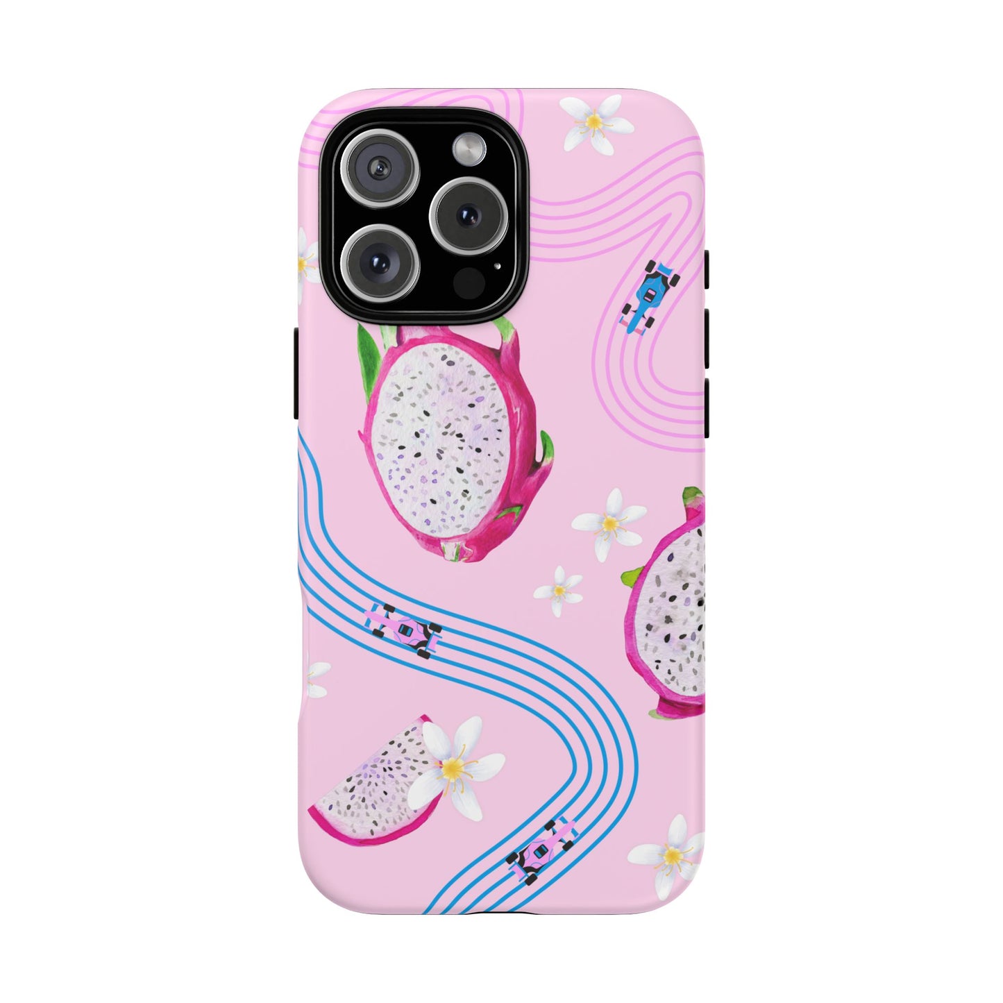 Pink F1 Alpine and Dragonfruit Phone Case, Trendy F1 Gift, Formula 1 Gift, Cute Fruit F1 Phone Case, Unique Phone Case