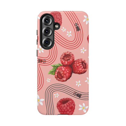 Red F1 Haas and Raspberries Phone Case, Trendy F1 Gift, Formula 1 Gift, Cute Fruit F1 Phone Case, Unique Phone Case