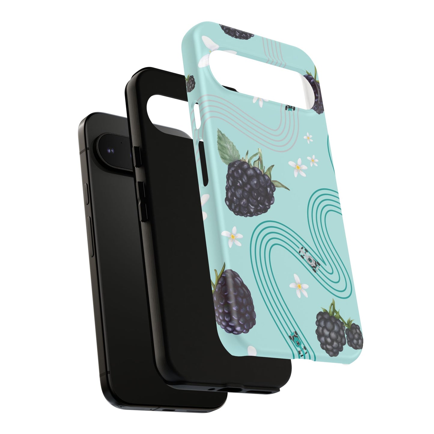 Teal F1 Mercedes and Blackberries Phone Case , Trendy F1 Gift, Formula 1 Gift, Cute Fruit F1 Phone Case, Unique Phone Case
