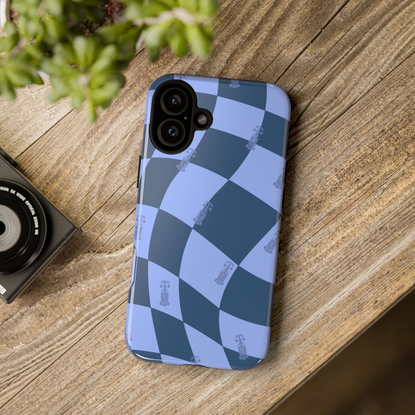 F1 Phone Case Blue Checkerboard Design, Trendy F1 Gift, Formula 1 Gift, Cute F1 Phone Case, Unique Formula One Phone Case
