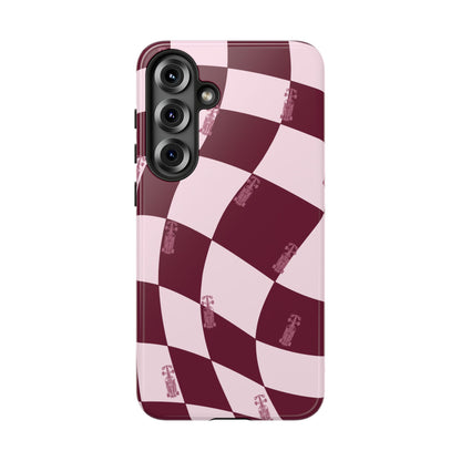 F1 Phone Case Pink Checkered Design, Trendy F1 Gift, Formula 1 Gift, Cute F1 Phone Case, Unique Formula One Phone Case