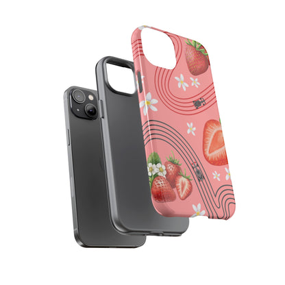 Red F1 Audi and Strawberries Phone Case, Trendy F1 Gift, Formula 1 Gift, Cute Fruit F1 Phone Case, Unique Phone Case