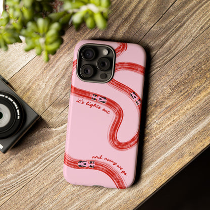 F1 Phone Case Pink and Red Painted "its lights out and away we go", Trendy F1 Gift, Formula 1 Gift, Cute F1 Phone Case, Unique Phone Case