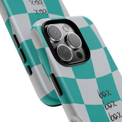 Mercedes Teal and Grey Checkered F1 Phone Case, Box Box Box F1 Phone Case