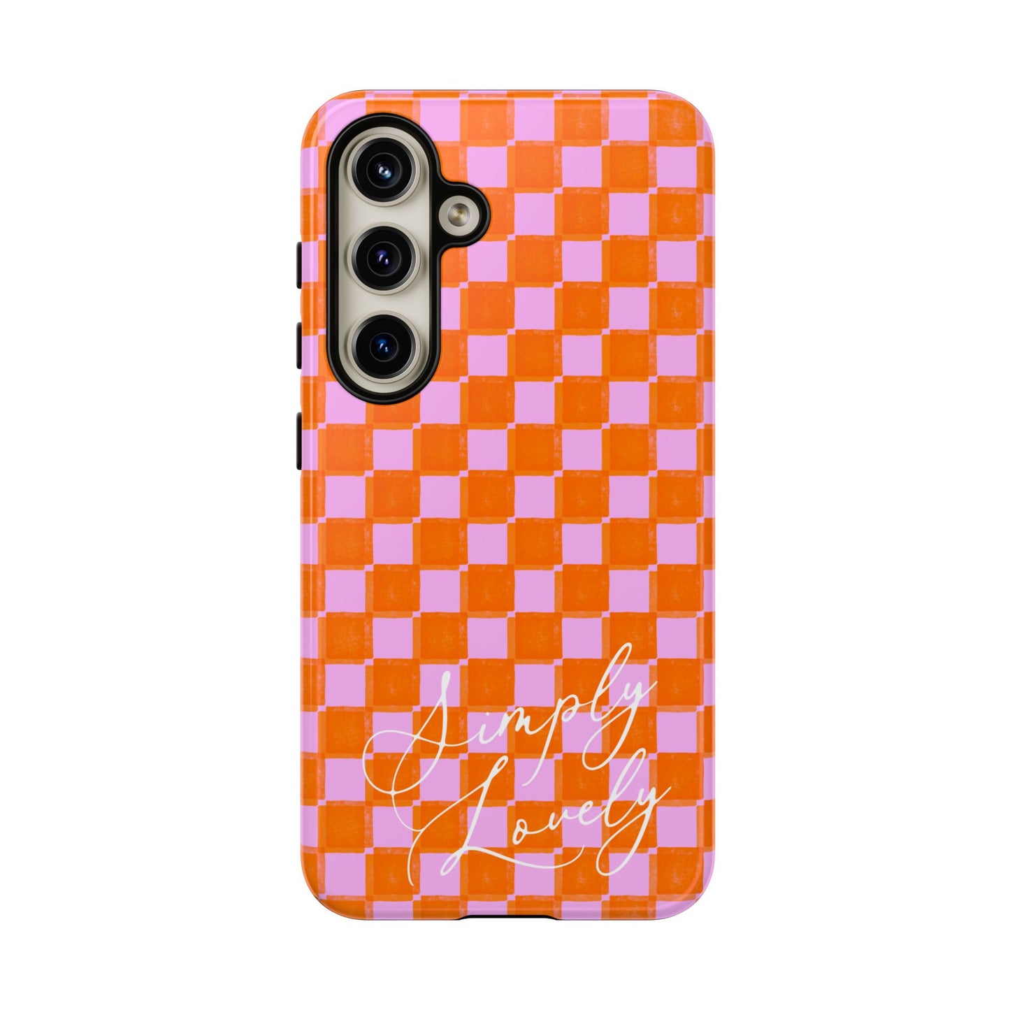 Simply Lovely Orange and Pink Checkered F1 Phone Case Design, Trendy F1 Gift, Formula 1 Gift, Cute F1 Phone Case