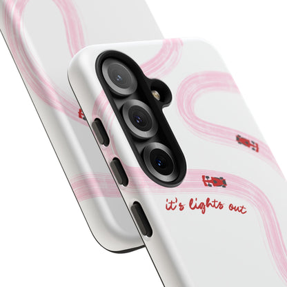 F1 Phone Case Pink and Red Painted "its lights out and away we go", Trendy F1 Gift, Formula 1 Gift, Cute F1 Phone Case, Unique Phone Case
