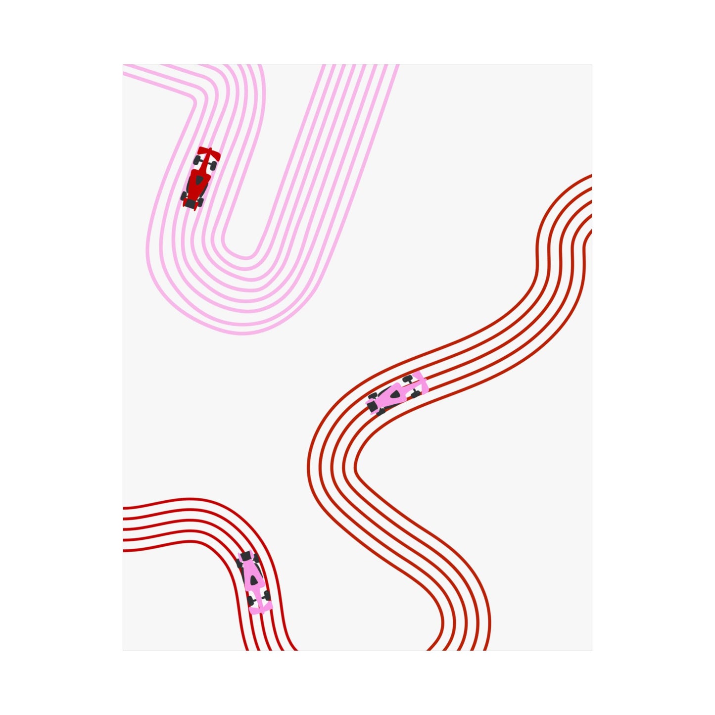 Pink and Red Abstract F1 Matte Vertical Poster | F1 Giclée Art Print (US SIZING)