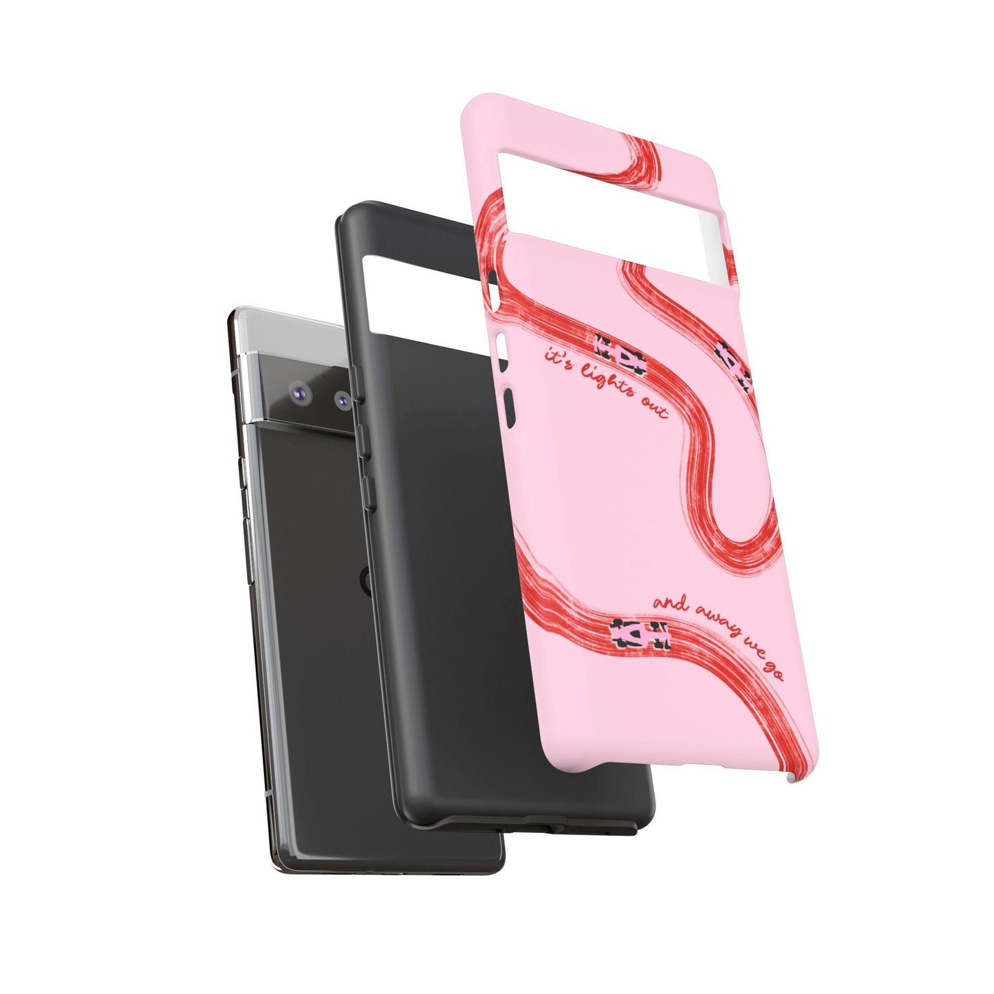 F1 Phone Case Pink and Red Painted "its lights out and away we go", Trendy F1 Gift, Formula 1 Gift, Cute F1 Phone Case, Unique Phone Case