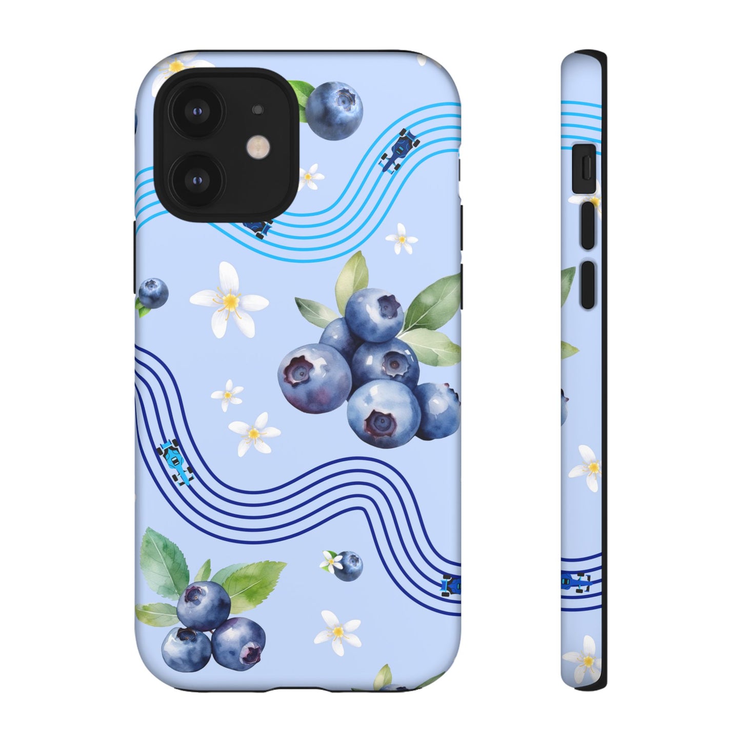 Blue F1 Williams and Blueberries Phone Case, Trendy F1 Gift, Formula 1 Gift, Cute Fruit F1 Phone Case, Unique Phone Case