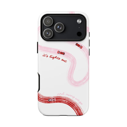F1 Phone Case Pink and Red Painted "its lights out and away we go", Trendy F1 Gift, Formula 1 Gift, Cute F1 Phone Case, Unique Phone Case