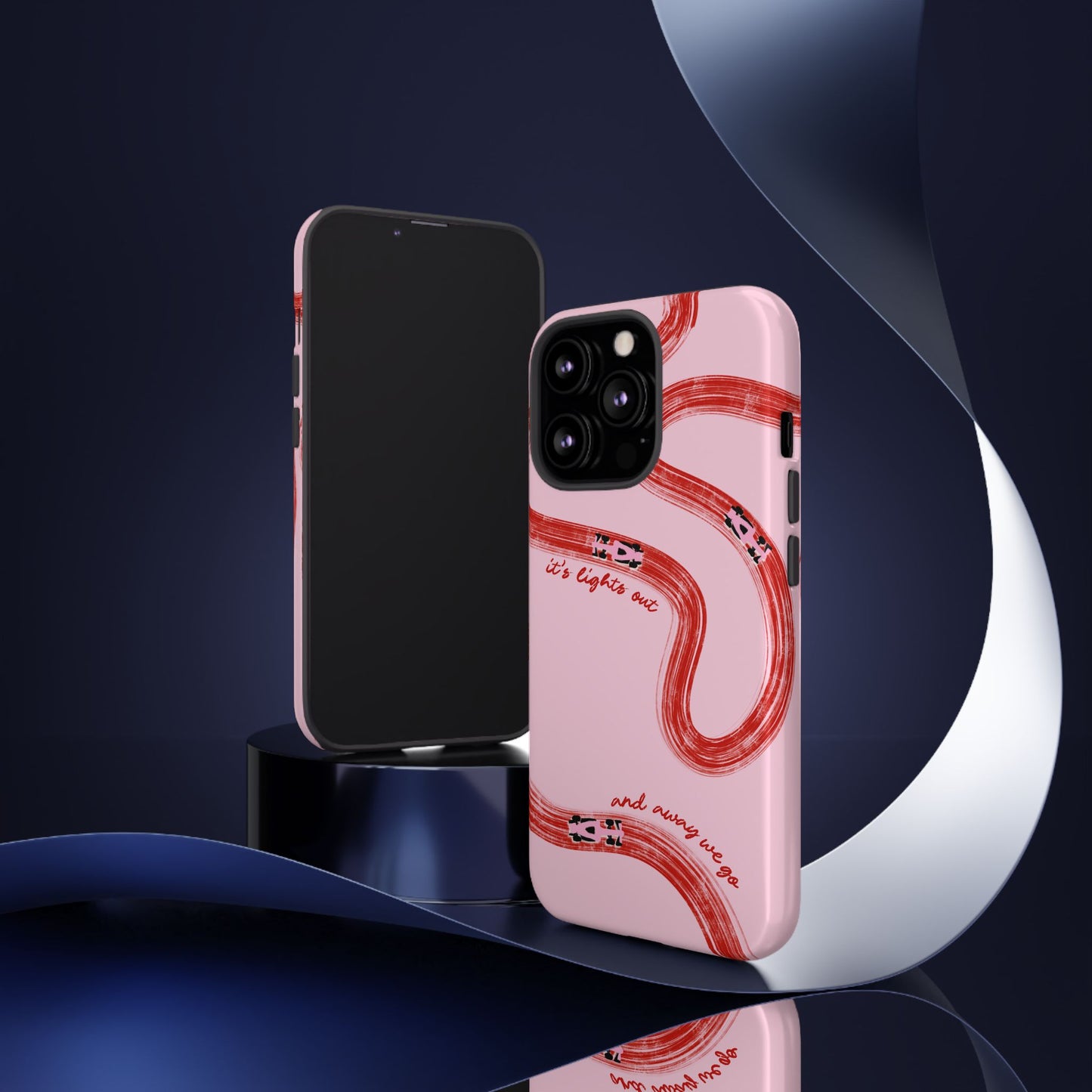 F1 Phone Case Pink and Red Painted "its lights out and away we go", Trendy F1 Gift, Formula 1 Gift, Cute F1 Phone Case, Unique Phone Case
