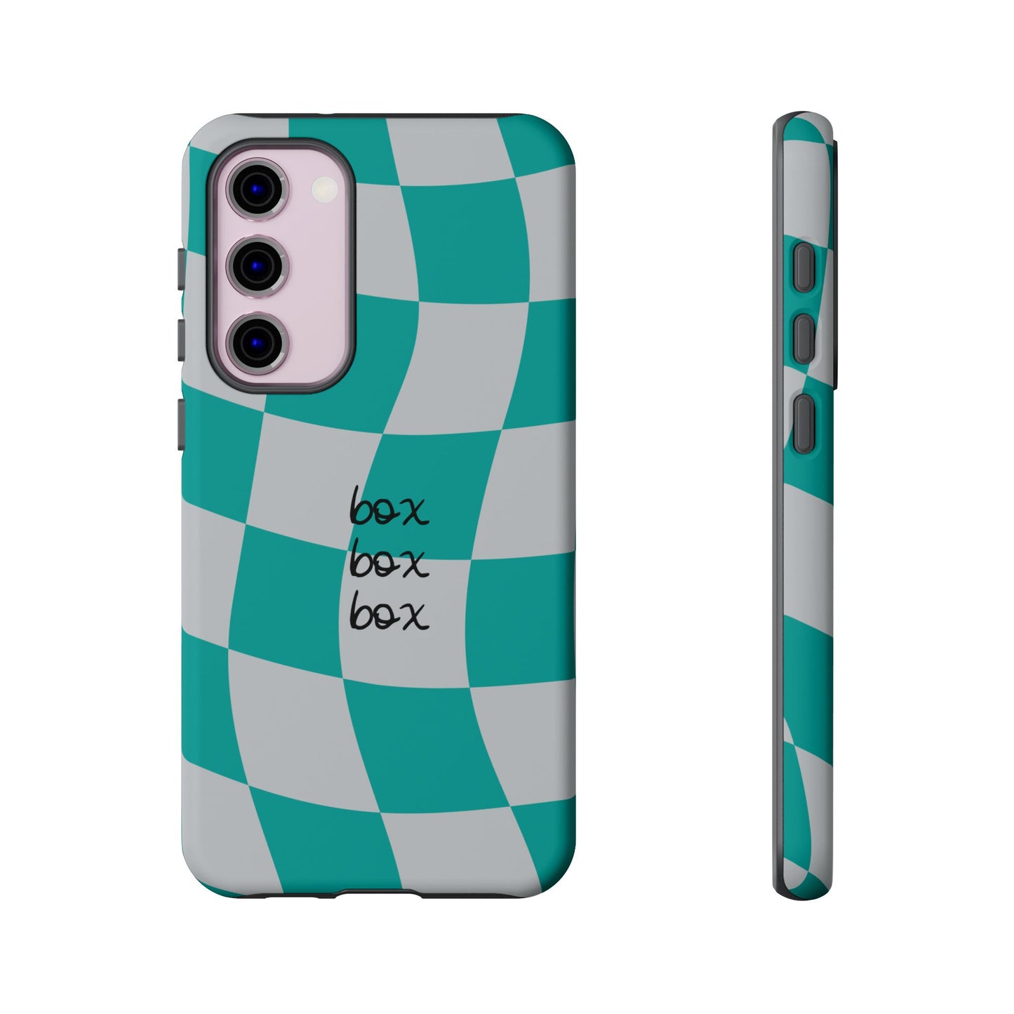 Mercedes Teal and Grey Checkered F1 Phone Case, Box Box Box F1 Phone Case