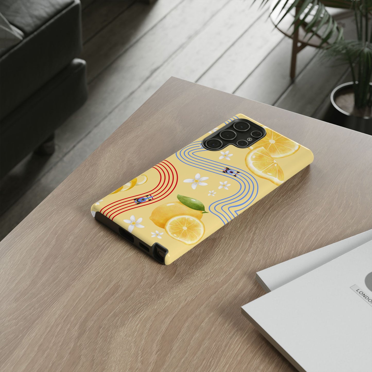 Yellow F1 Racing Bulls and Lemons Phone Case, Trendy F1 Gift, Formula 1 Gift, Cute Fruit F1 Phone Case, Unique Phone Case