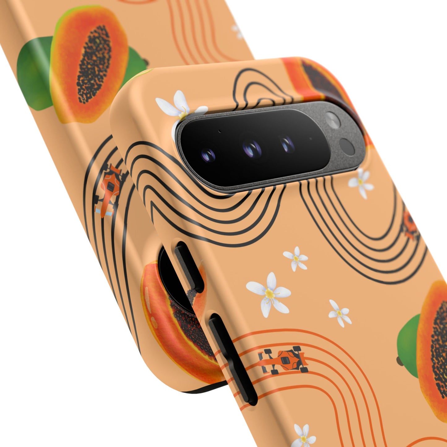 Orange F1 McLaren and Papaya Phone Case, Trendy F1 Gift, Formula 1 Gift, Cute Fruit F1 Phone Case, Unique Phone Case
