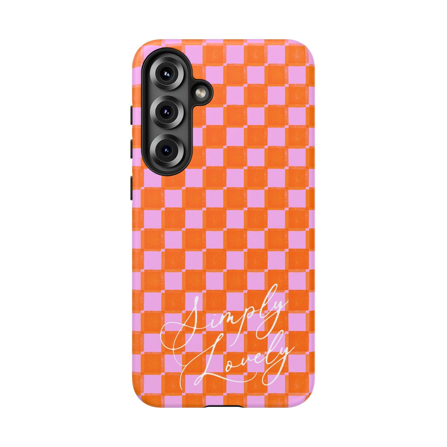 Simply Lovely Orange and Pink Checkered F1 Phone Case Design, Trendy F1 Gift, Formula 1 Gift, Cute F1 Phone Case