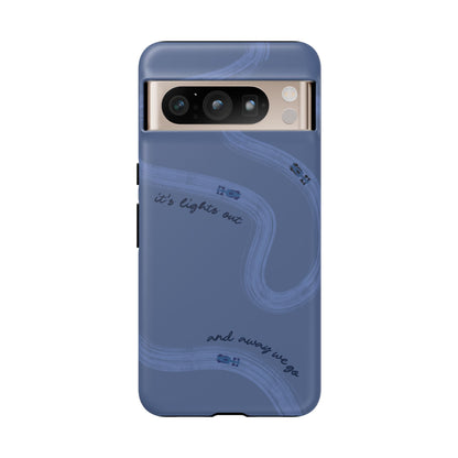 F1 Phone Case Monochrome Dark Blue Painted "its lights out and away we go", Trendy F1 Gift, Formula 1 Gift, Cute F1 Phone Case, Phone Case