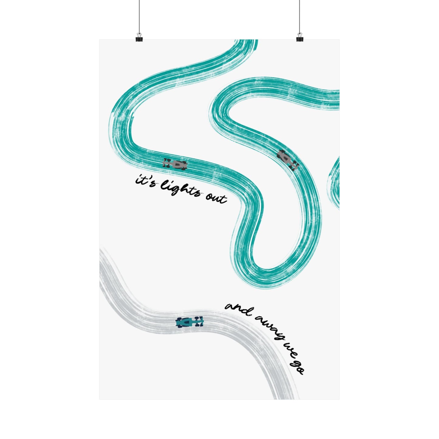 Mercedes Teal and Silver F1 Matte Vertical Poster | F1 Giclée Art Print (US SIZING)