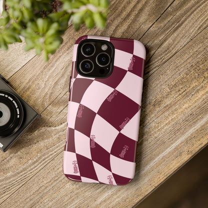 F1 Phone Case Pink Checkered Design, Trendy F1 Gift, Formula 1 Gift, Cute F1 Phone Case, Unique Formula One Phone Case