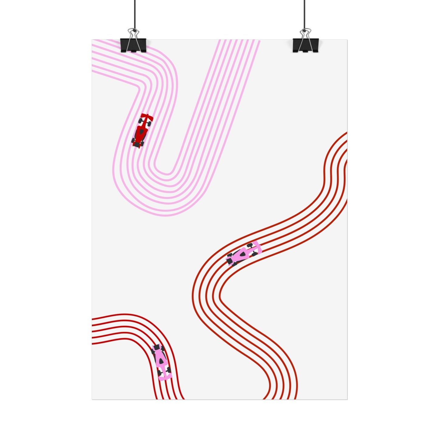 Pink and Red F1 Abstract Art Poster | Minimalist F1 Art - EU Sizing (Physical Print)