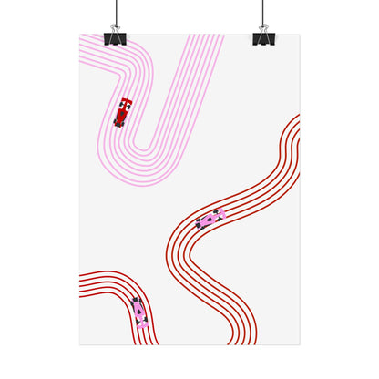 Pink and Red F1 Abstract Art Poster | Minimalist F1 Art - EU Sizing (Physical Print)