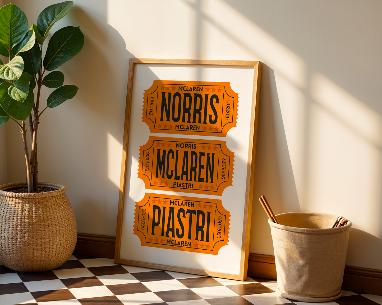 F1 McLaren Racing Retro Ticket Stubs Poster, Matte Vertical Art Print
