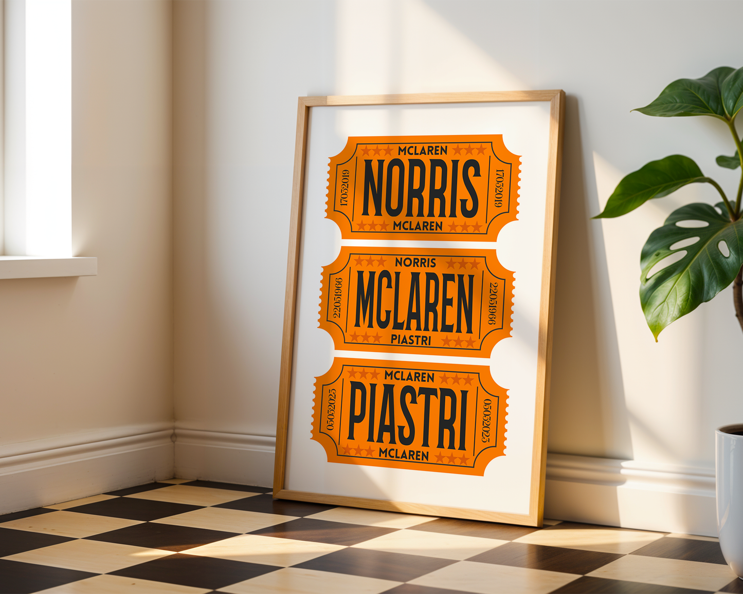 F1 McLaren Racing Retro Ticket Stubs Poster, Matte Vertical Art Print