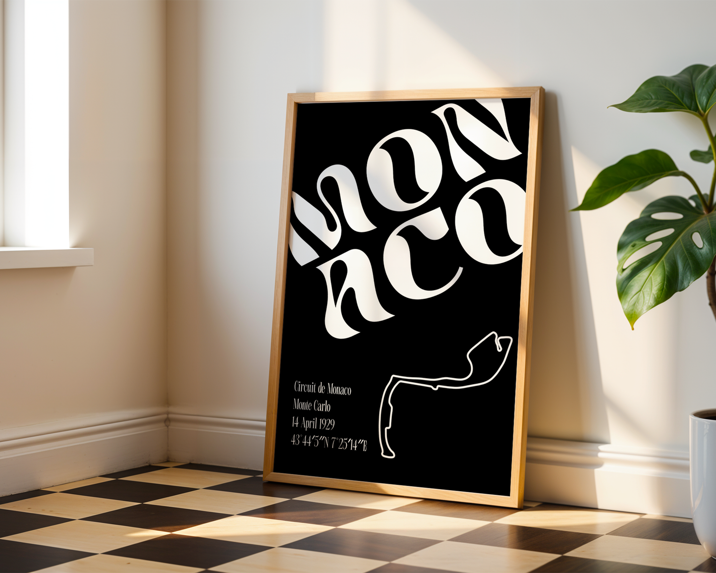 F1 Minimalist Monaco Track Poster, Matte Vertical Art Print