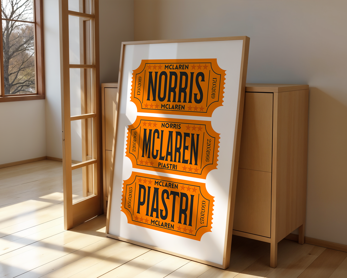 F1 McLaren Racing Retro Ticket Stubs Poster, Matte Vertical Art Print