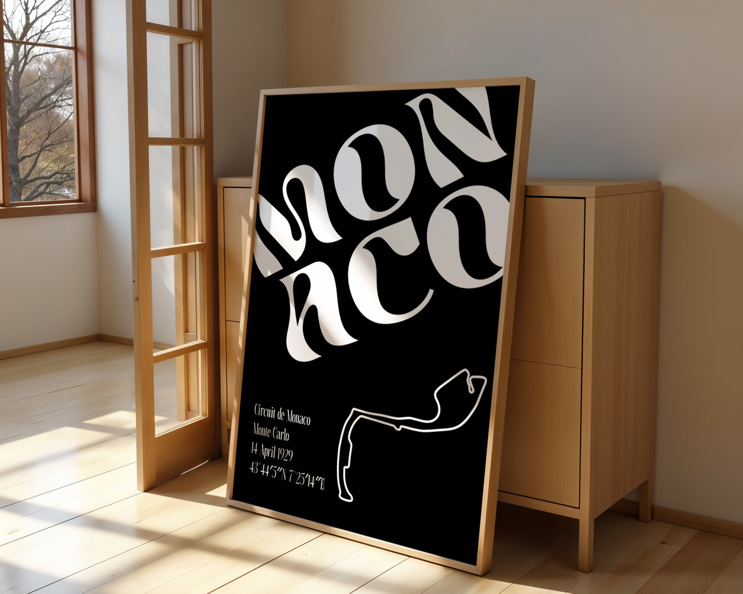 F1 Minimalist Monaco Track Poster, Matte Vertical Art Print