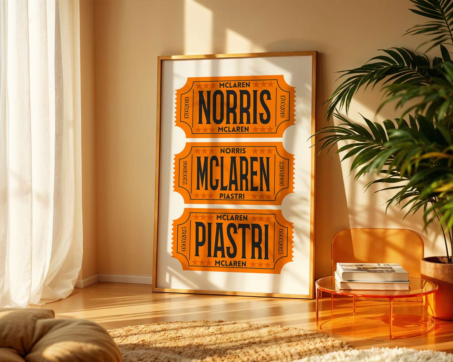 F1 McLaren Racing Retro Ticket Stubs Poster, Matte Vertical Art Print