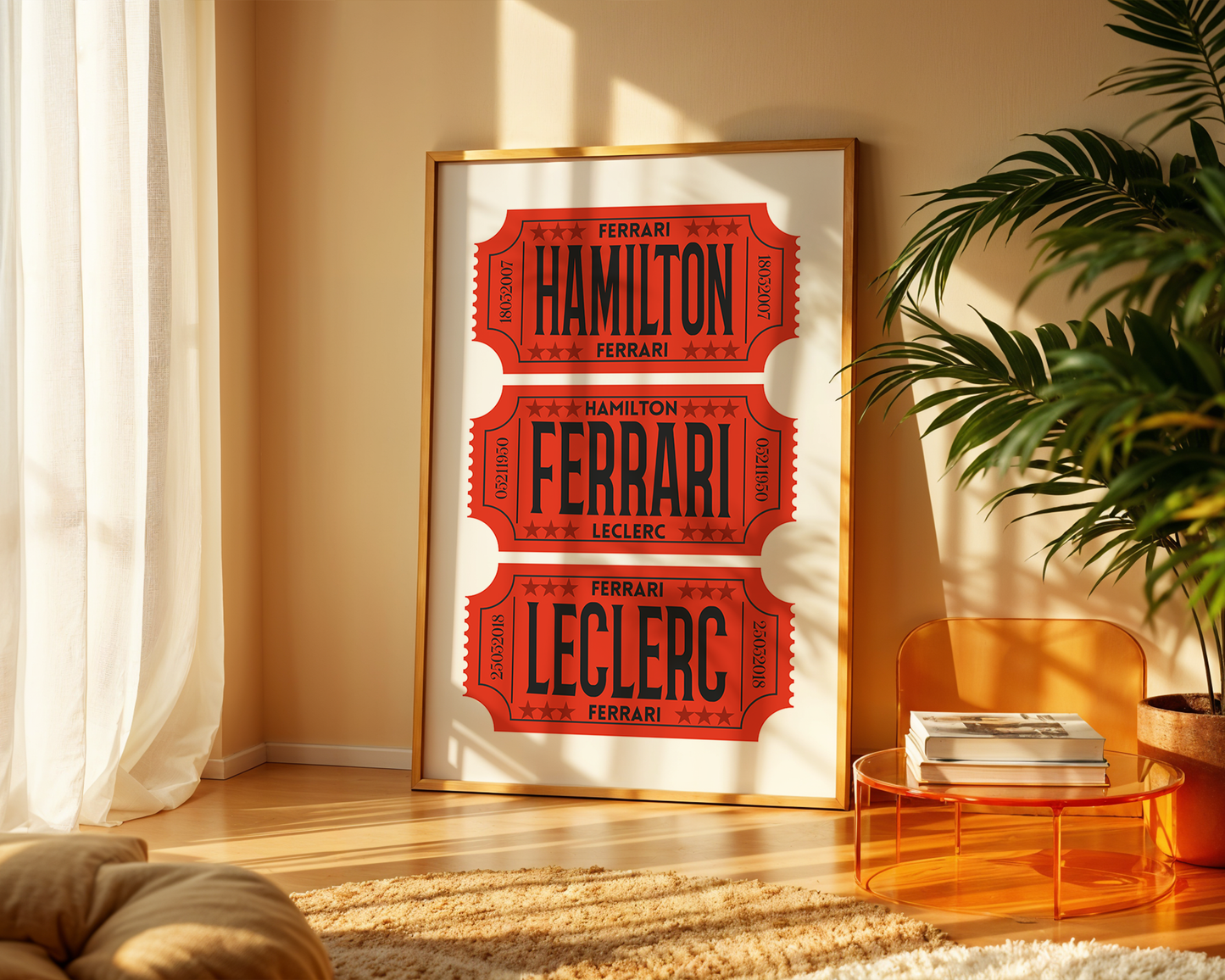 F1 Ferrari Racing Retro Ticket Stubs Poster, Matte Vertical Art Print