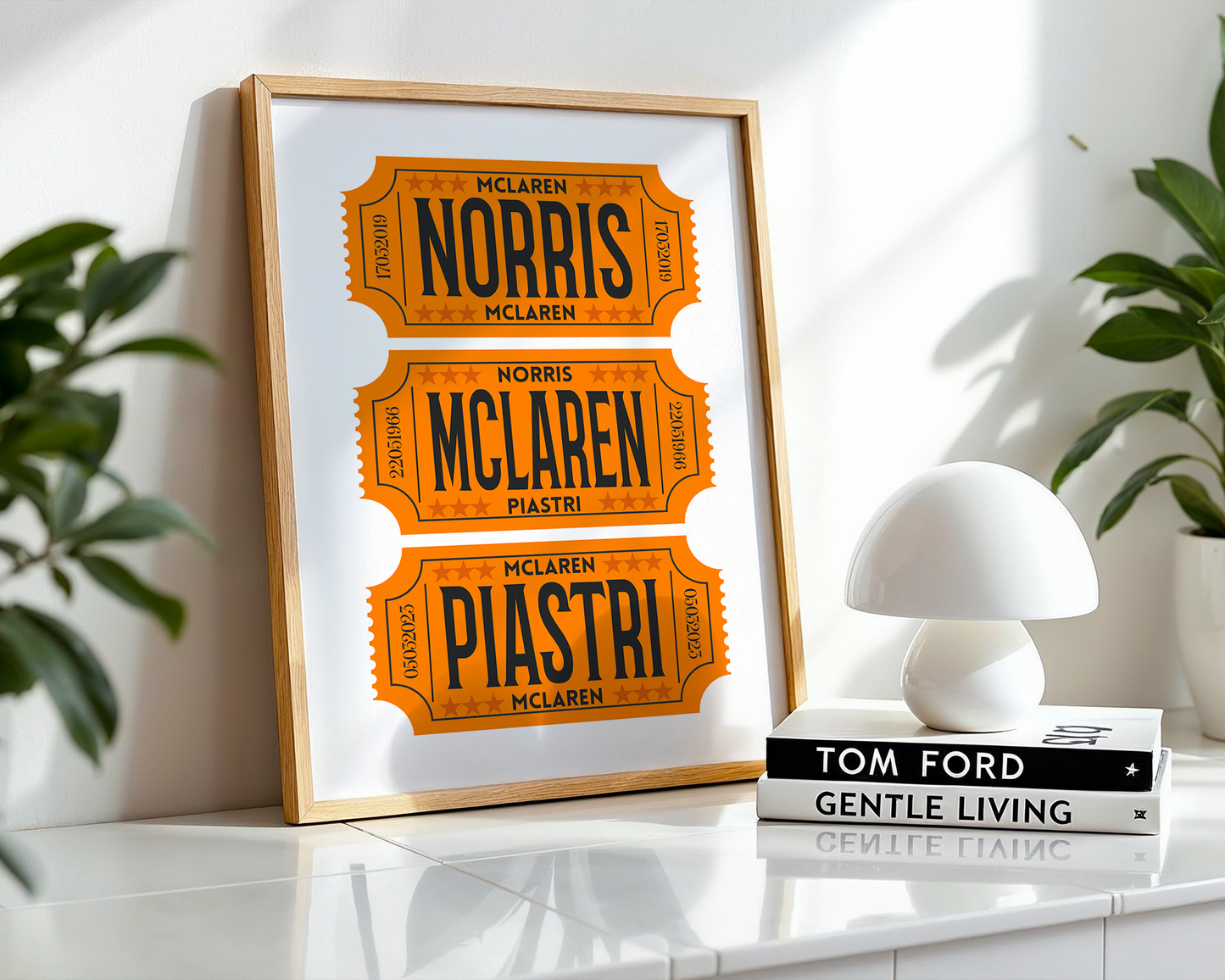 F1 McLaren Racing Retro Ticket Stubs Poster, Matte Vertical Art Print