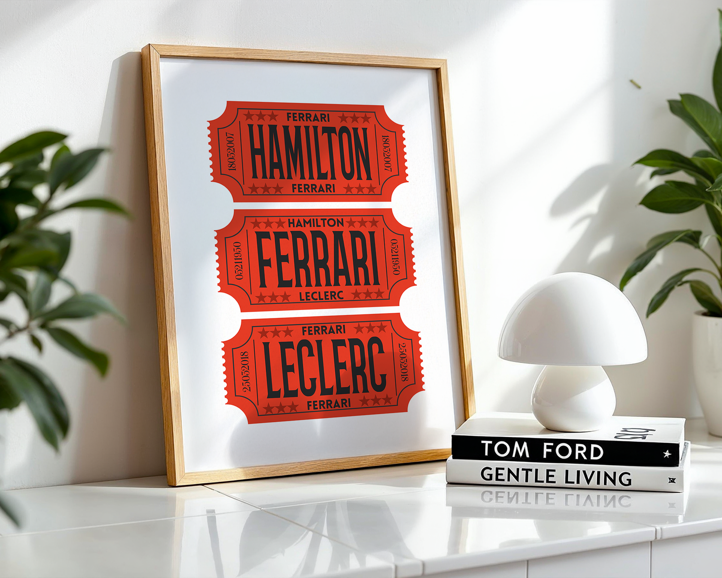 F1 Ferrari Racing Retro Ticket Stubs Poster, Matte Vertical Art Print